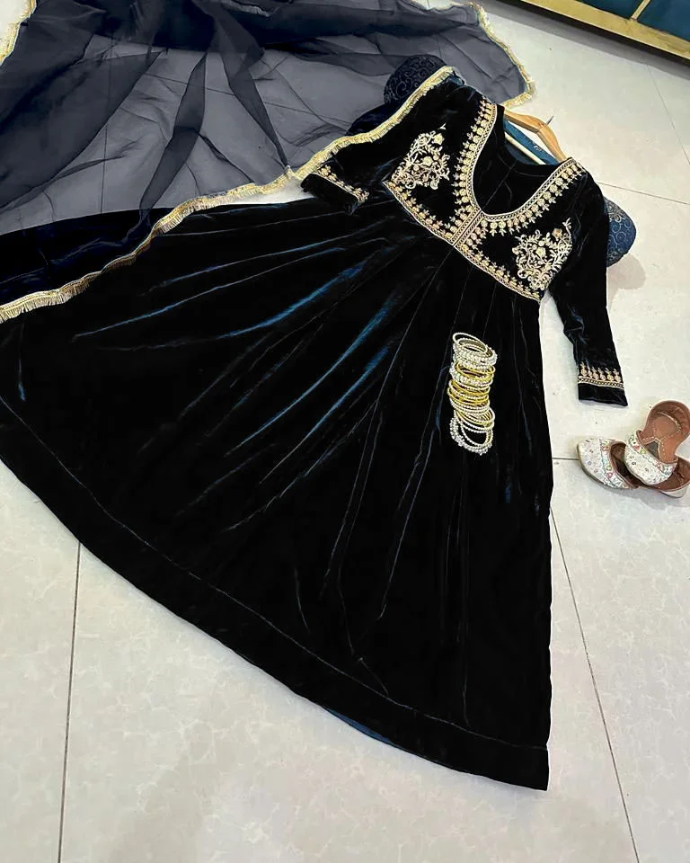 Velvet Maxi Party Wear