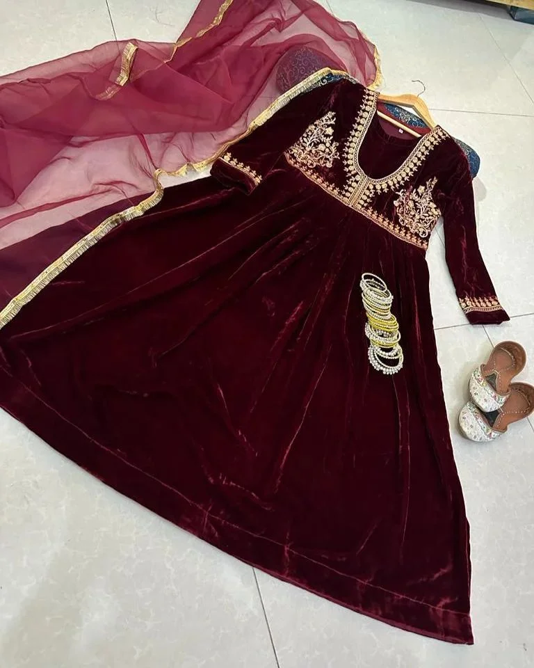 Velvet Maxi Party Wear