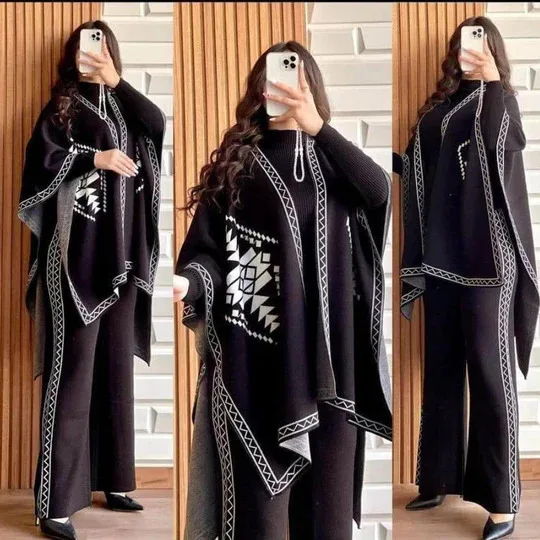 Ready to Wear Winter Track Suit Cape Shawl High Neck & Trouser