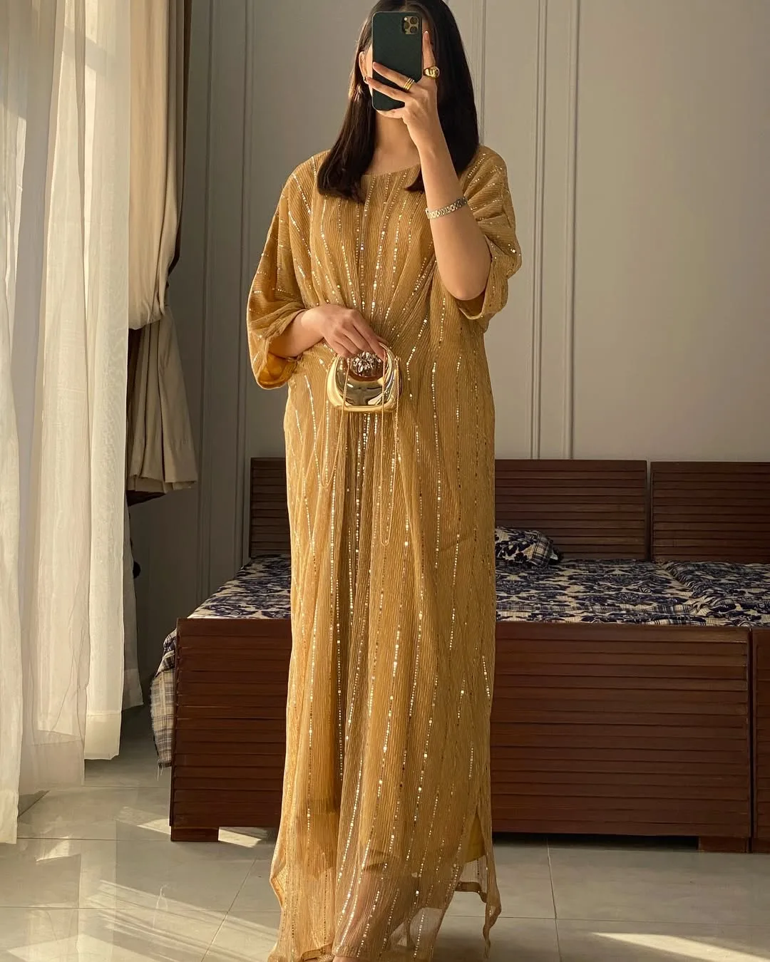 Graceful Moonlight Kaftan Dress  ibrahim Pret