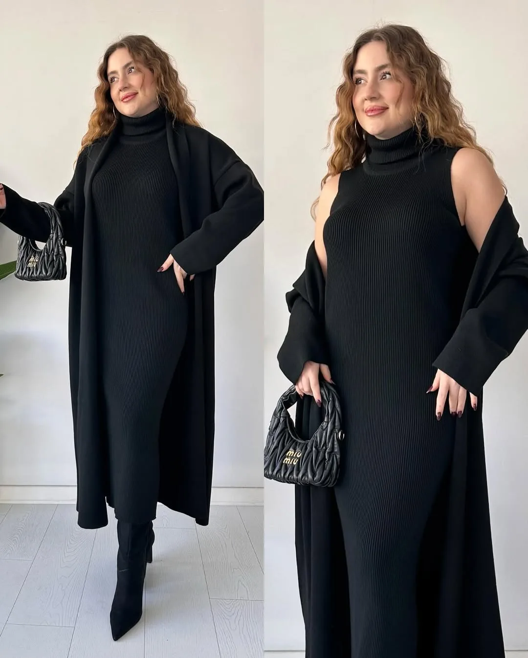 Long Winter Coat With Inner BodyCon