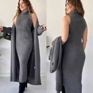 Long Winter Coat With Inner BodyCon