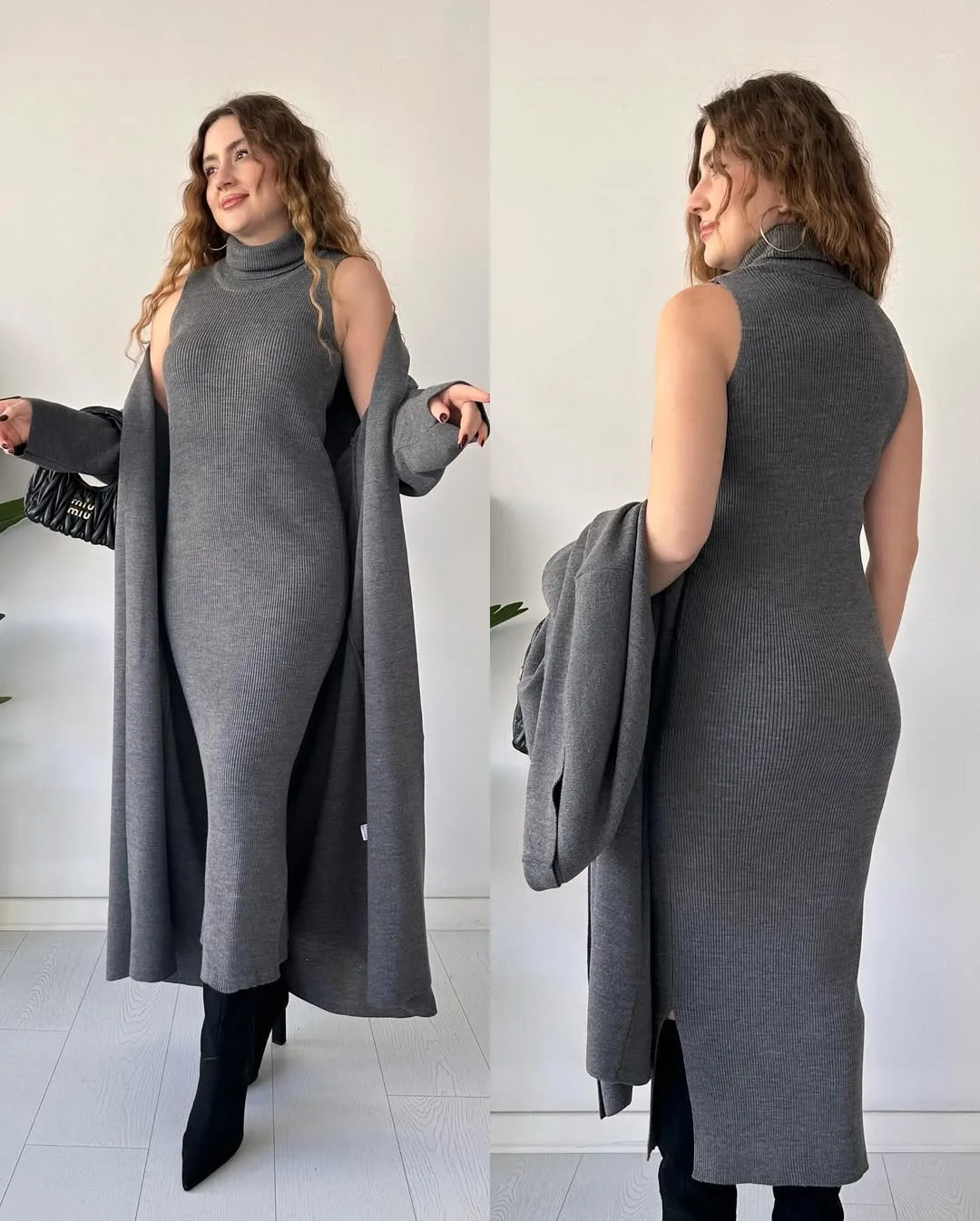 Long Winter Coat With Inner BodyCon