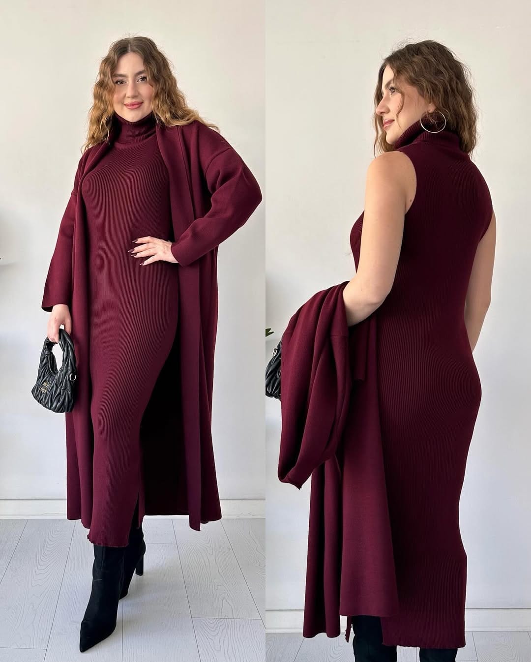 Long Winter Coat With Inner BodyCon