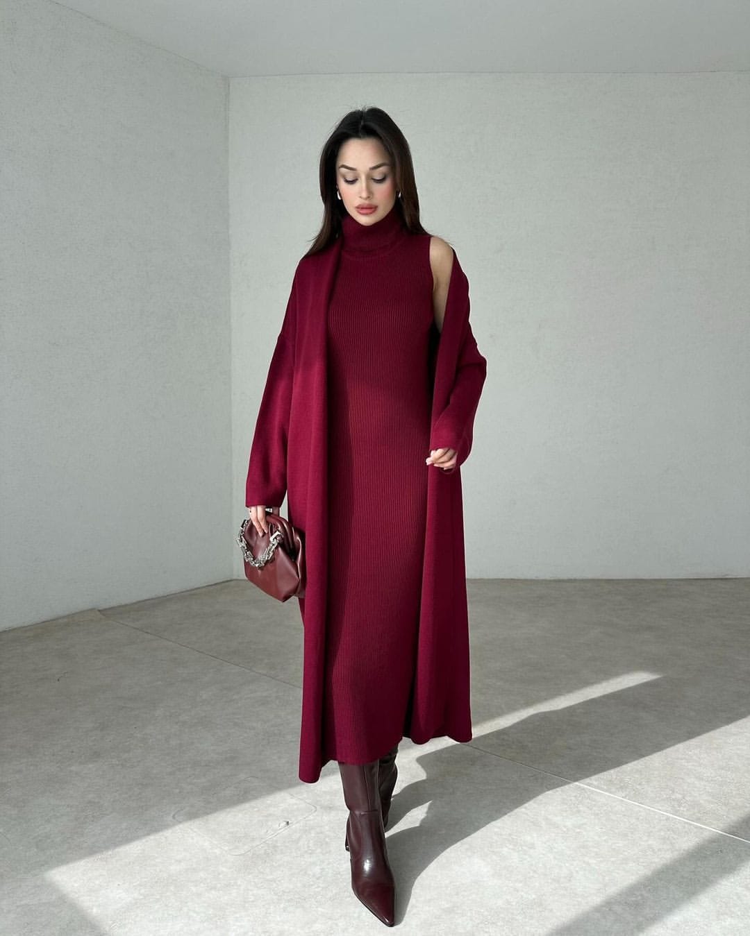 Long Winter Coat With Inner BodyCon