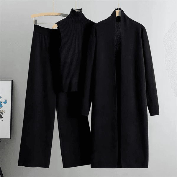 Long Winter Coat High Neck & Trouser Set