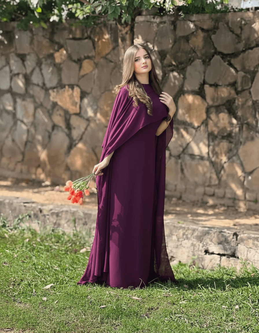 Modest Party Wear Cape Maxi 2-Piece