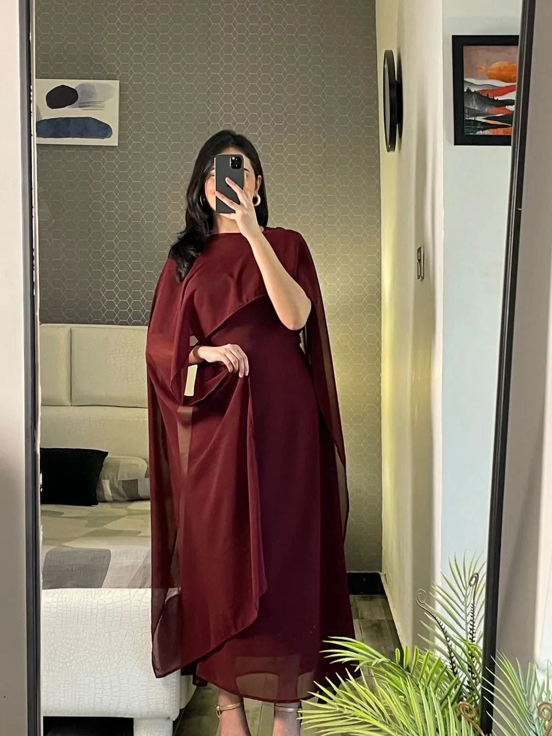 Modest Party Wear Cape Maxi 2-Piece