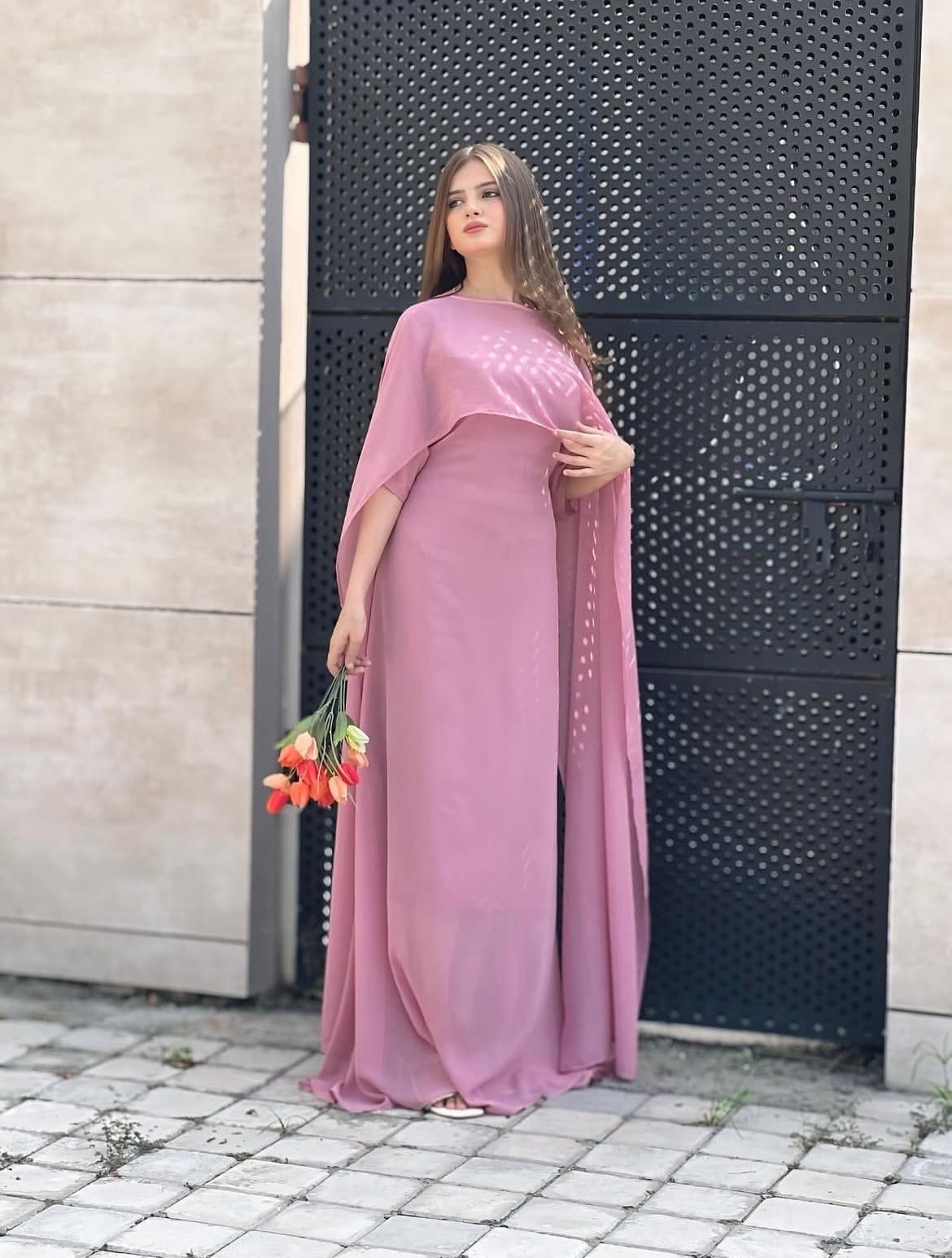 Modest Party Wear Cape Maxi 2-Piece