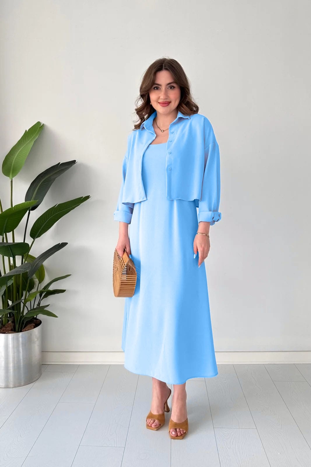 Modest Western Style Koti Frock Set