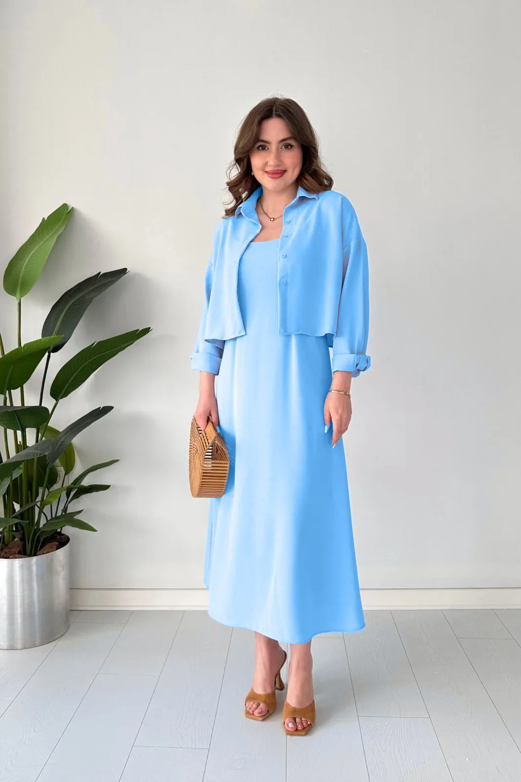 Modest Western Style Koti Frock Set