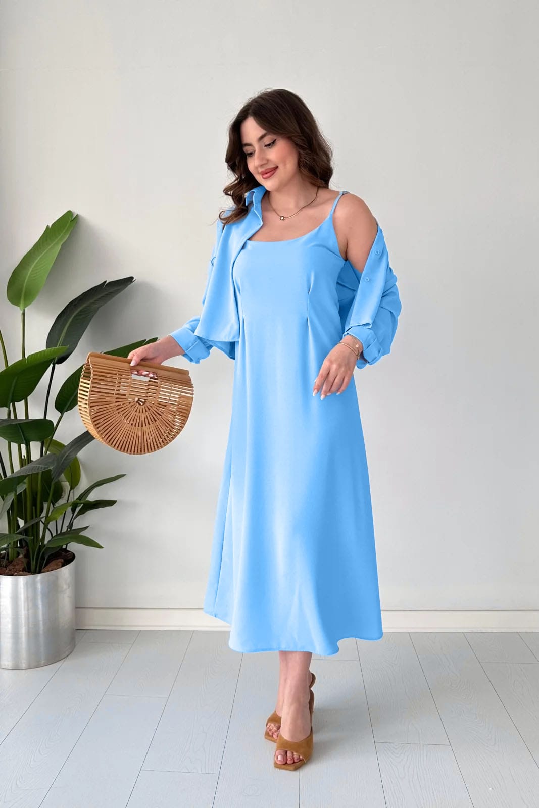 Modest Western Style Koti Frock Set