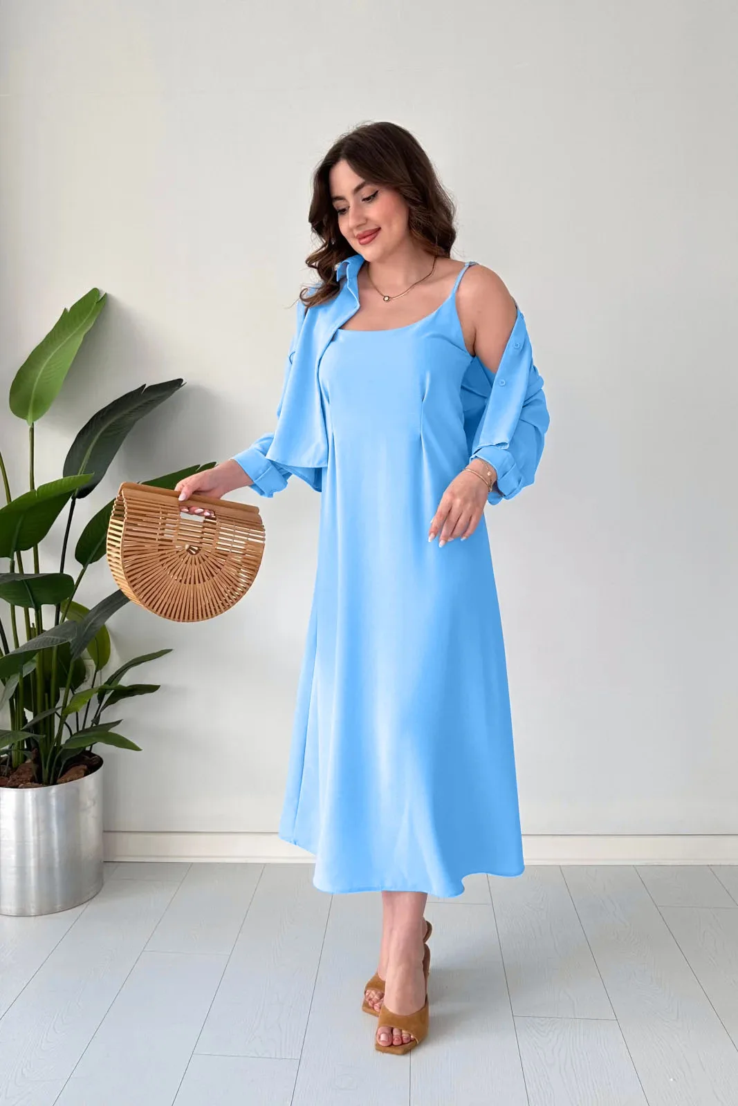 Modest Western Style Koti Frock Set