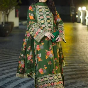 Floral & Sequins Embroidered 3-Piece Set