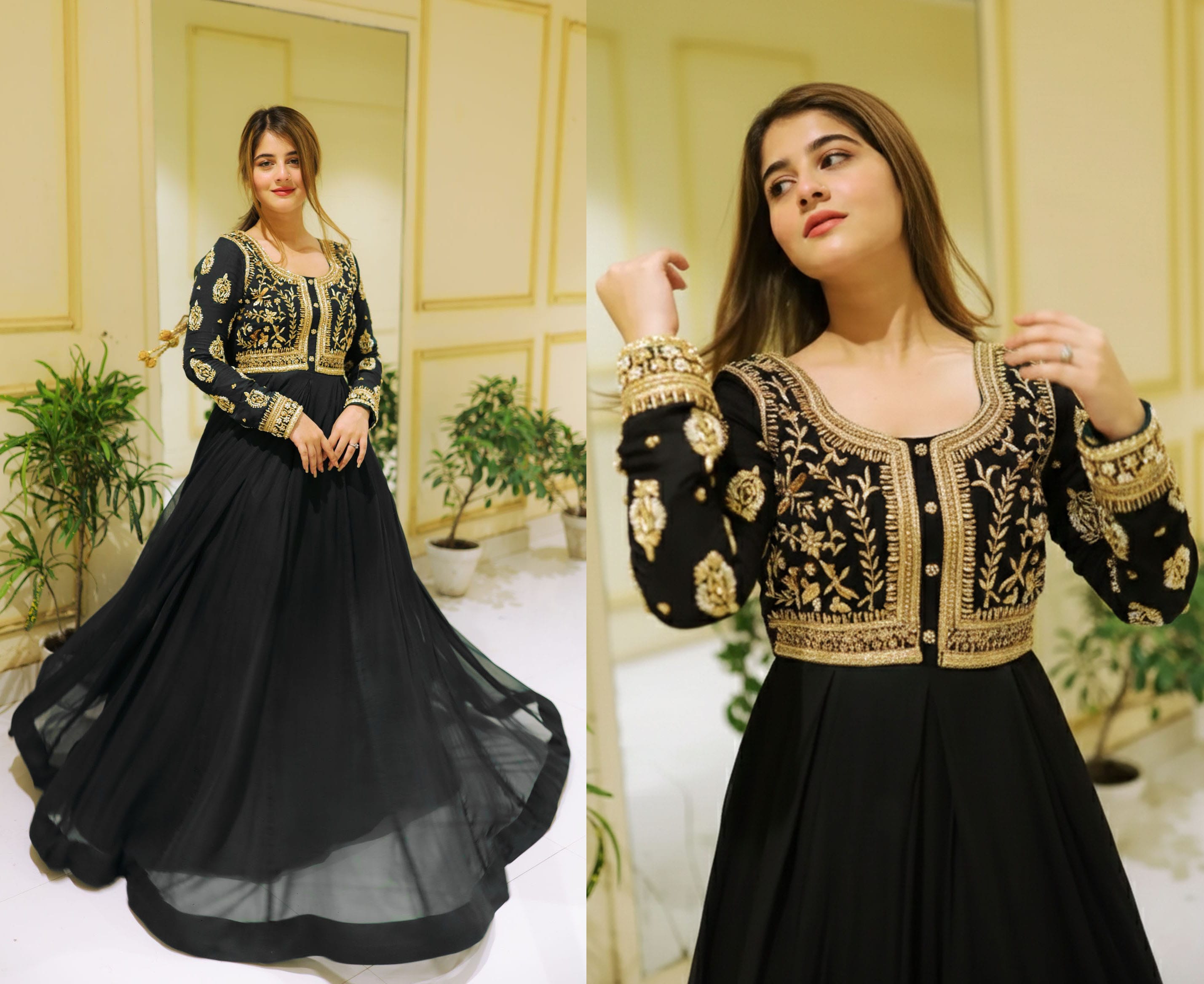 Sequins Embroidered Maxi Set