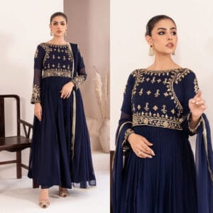 Mirror Embellished Embroidered Maxi 3-Piece