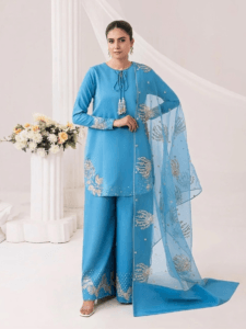 Embroidered Raw Silk 3-Piece Set