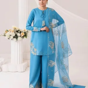 Embroidered Raw Silk 3-Piece Set