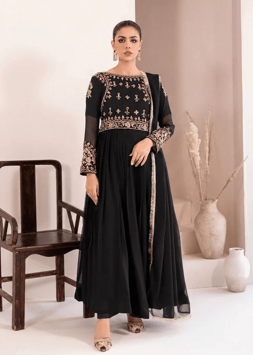 Mirror Embellished Embroidered Maxi 3-Piece