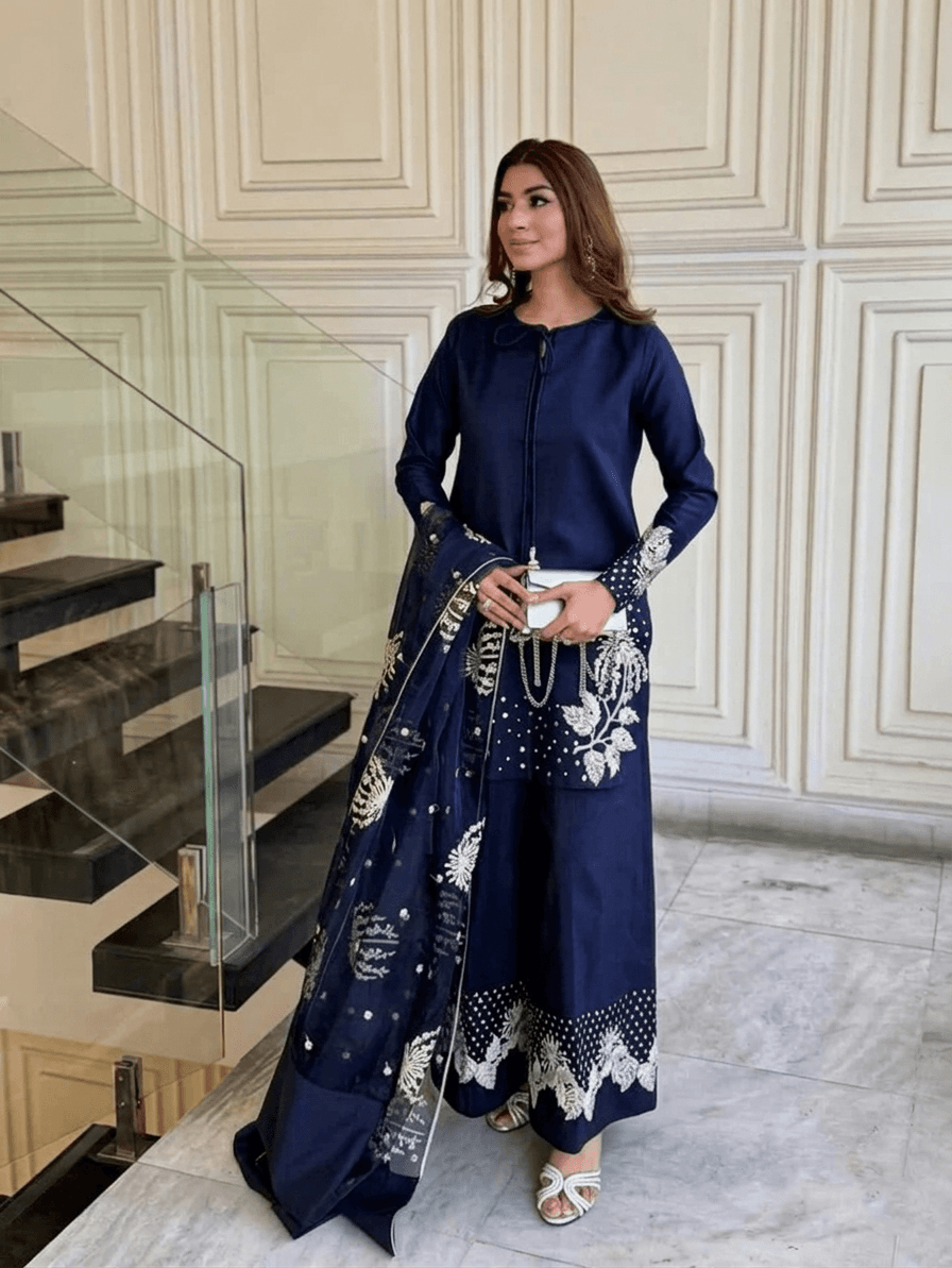 Embroidered Raw Silk 3-Piece Set