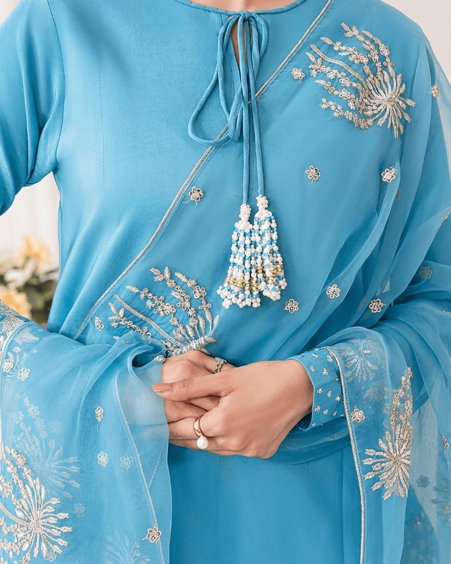 Embroidered Raw Silk 3-Piece Set