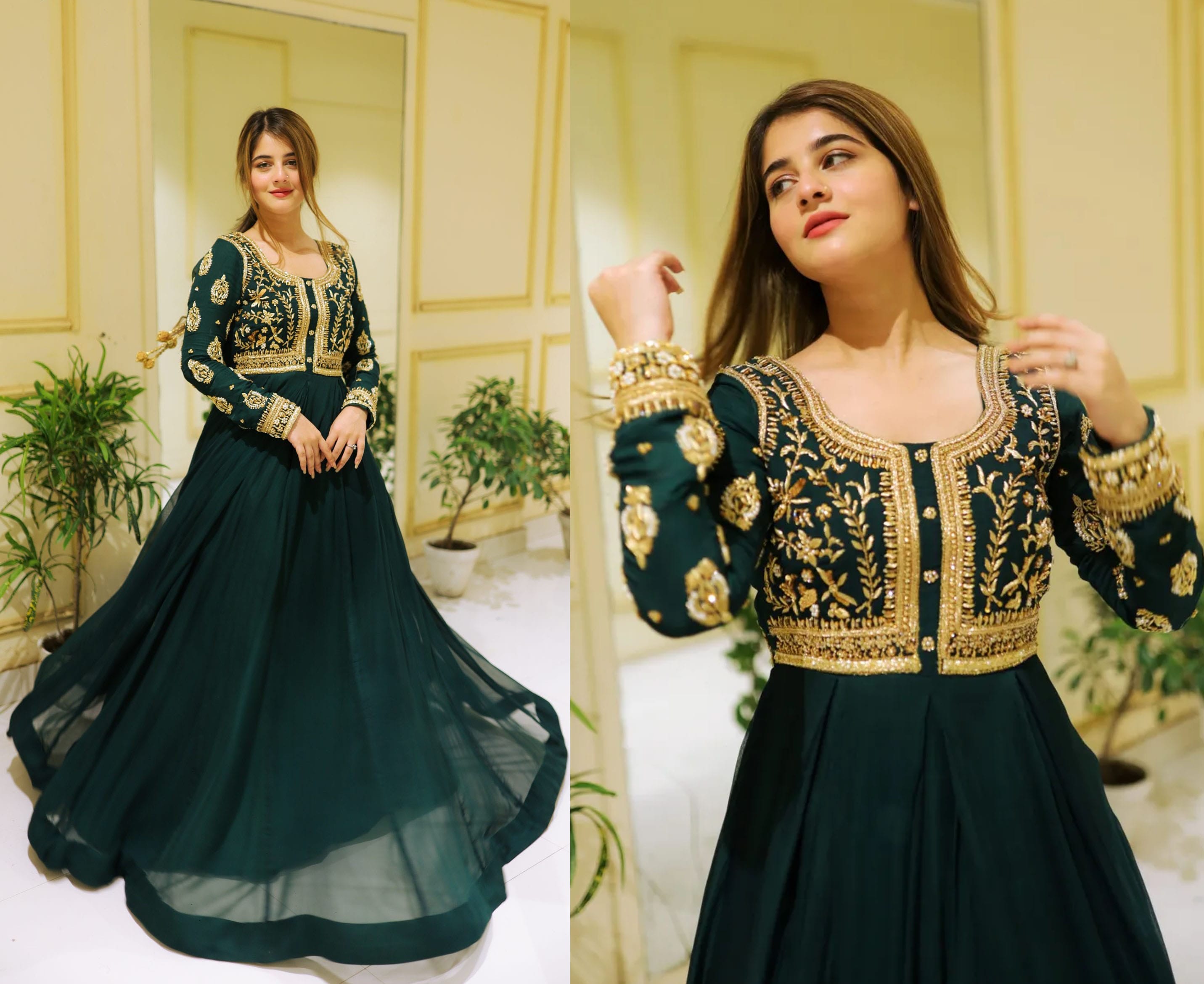 Sequins Embroidered Maxi Set