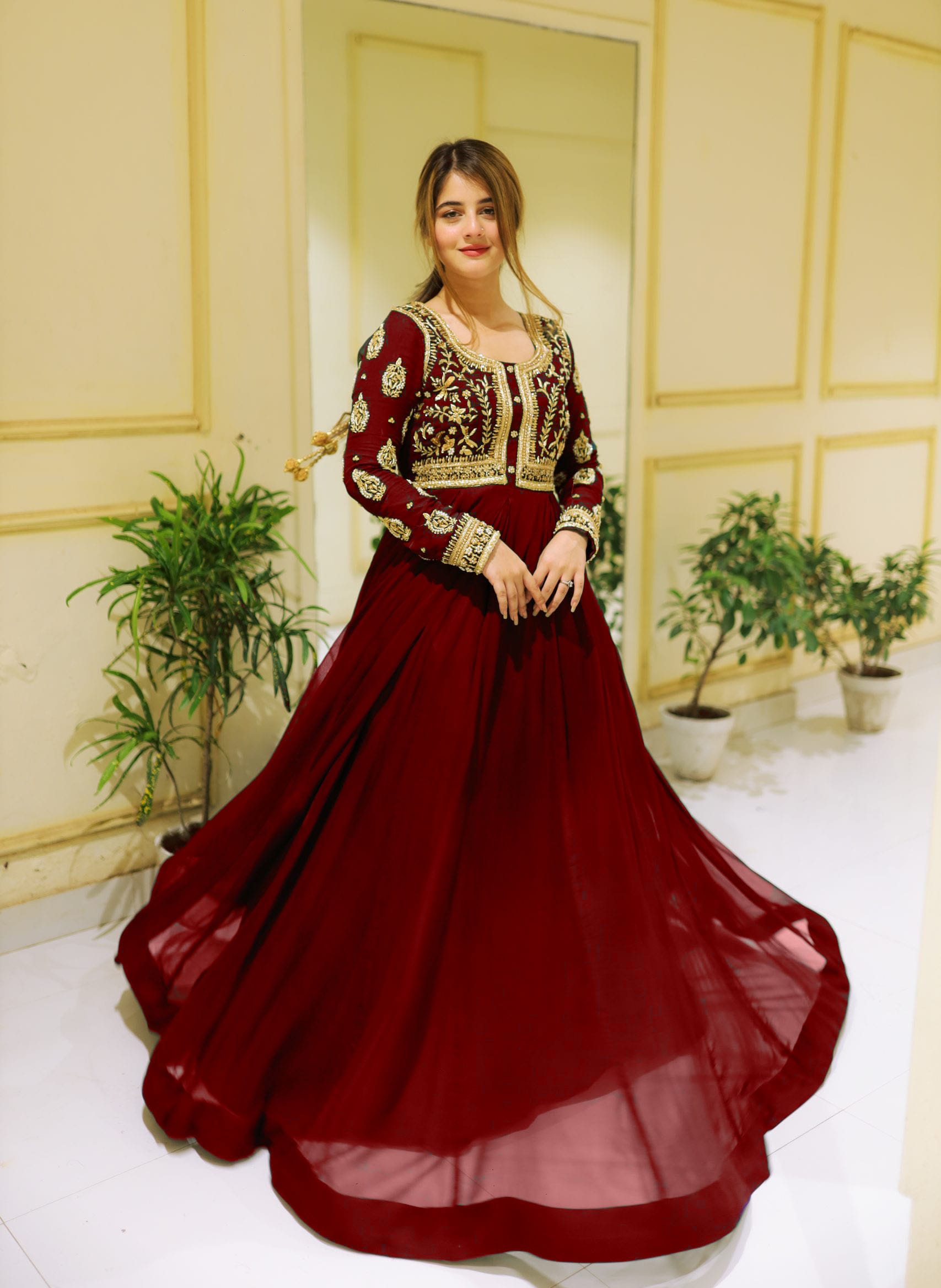 Sequins Embroidered Maxi Set