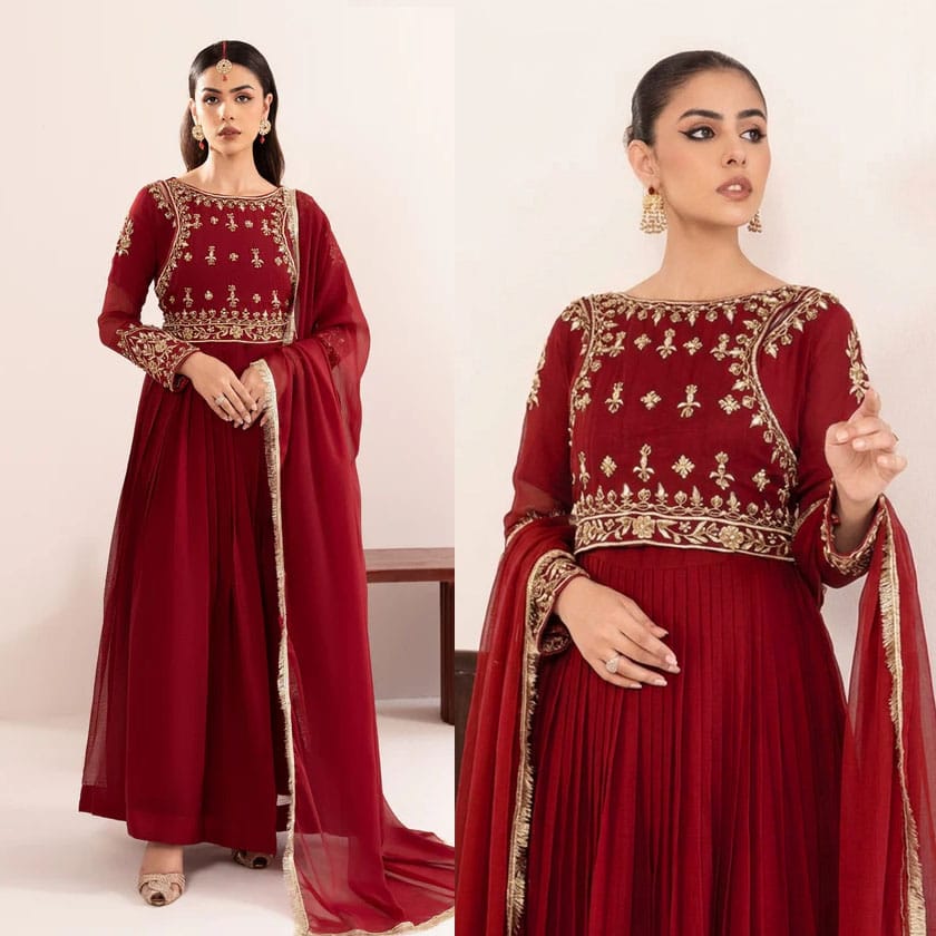 Mirror Embellished Embroidered Maxi 3-Piece