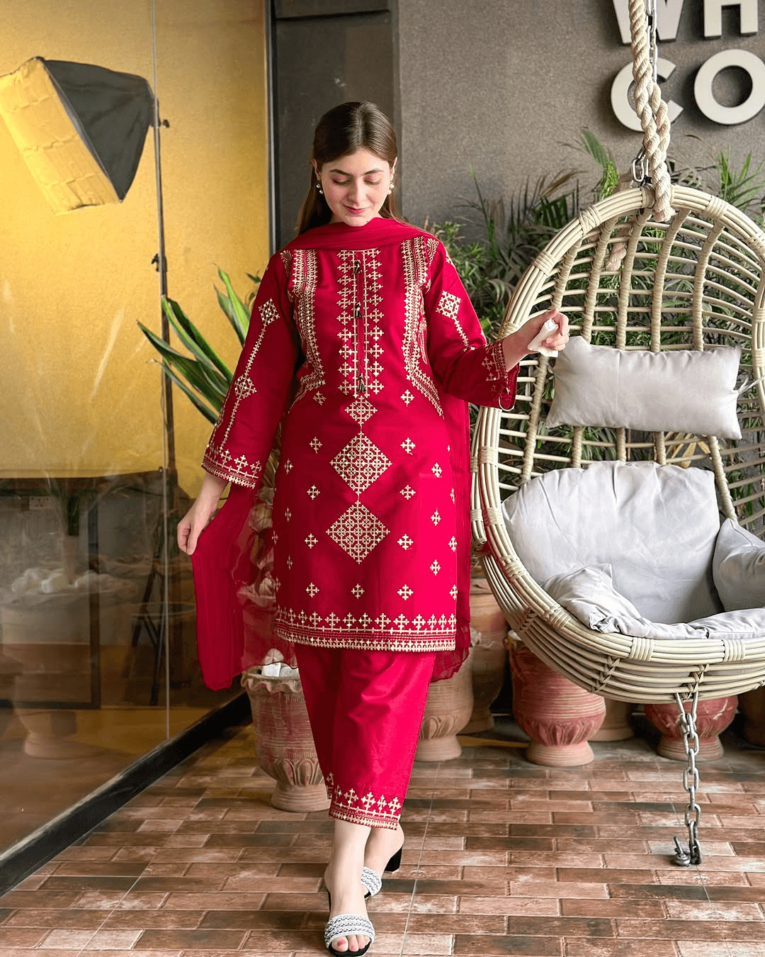 Elegant Cotton Embroidered 3-Piece Set