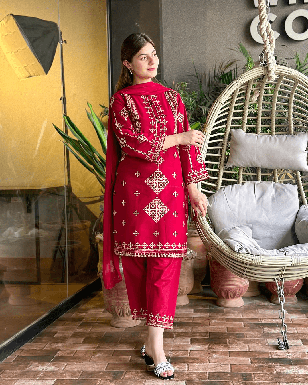 Elegant Cotton Embroidered 3-Piece Set
