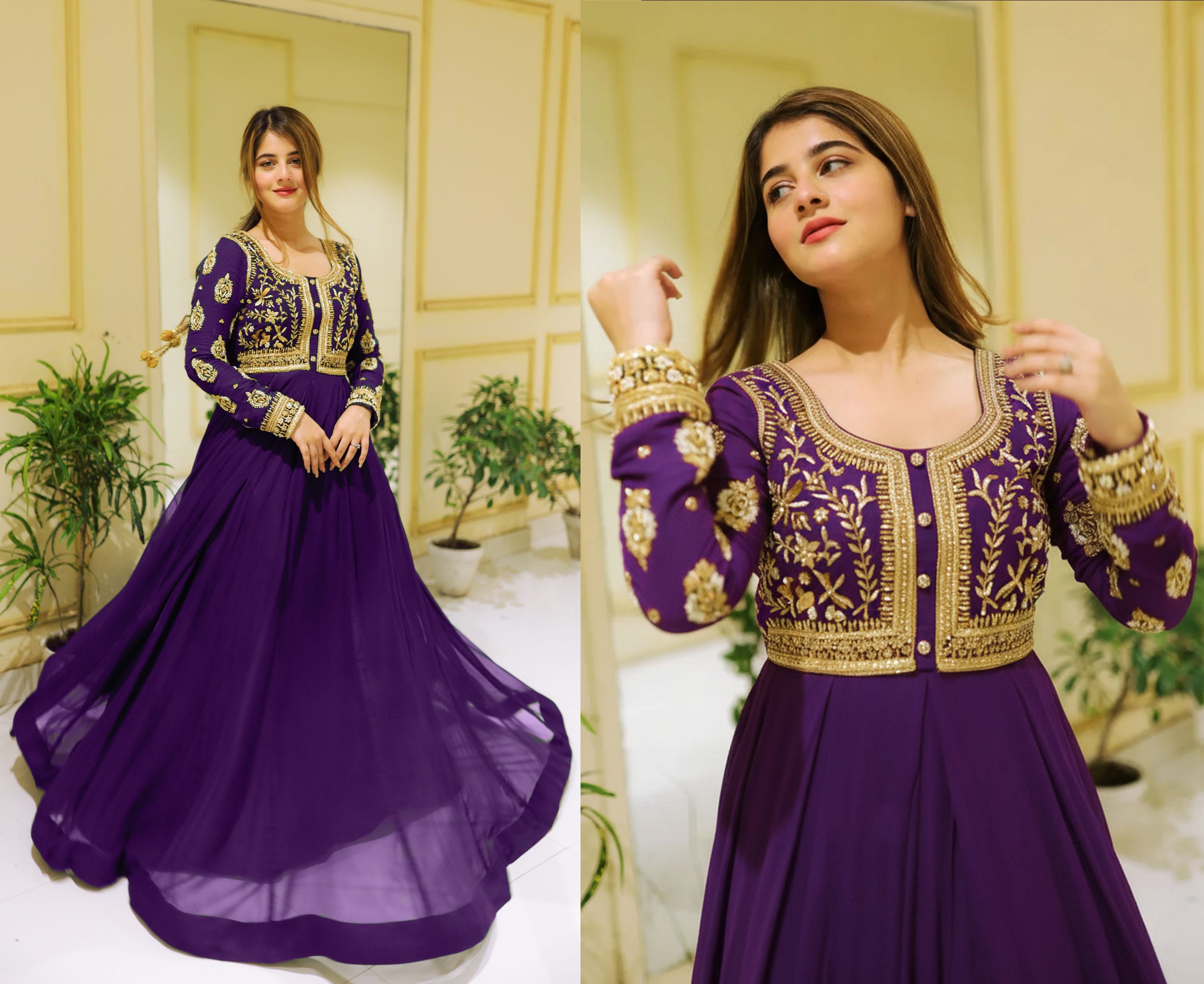 Sequins Embroidered Maxi Set