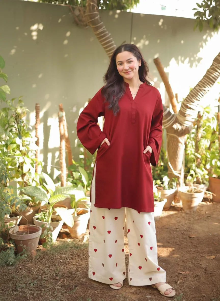 Cute Style Heart Co Ord Set
