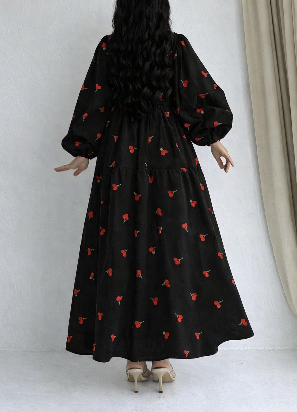Cherry Embroidered Chic Long Frock