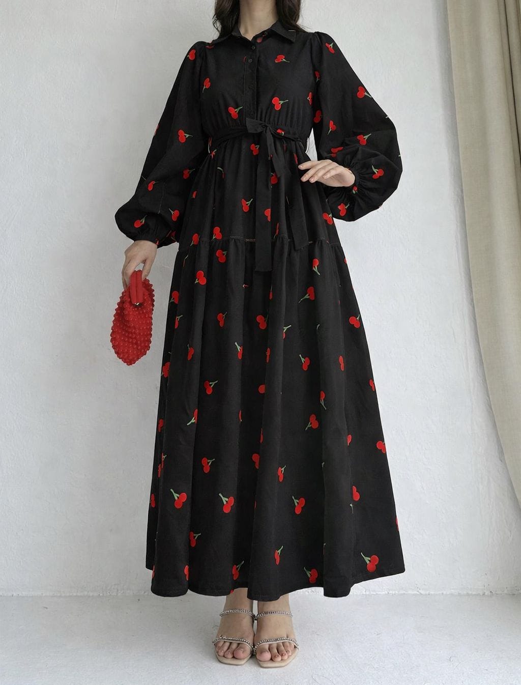 Cherry Embroidered Chic Long Frock
