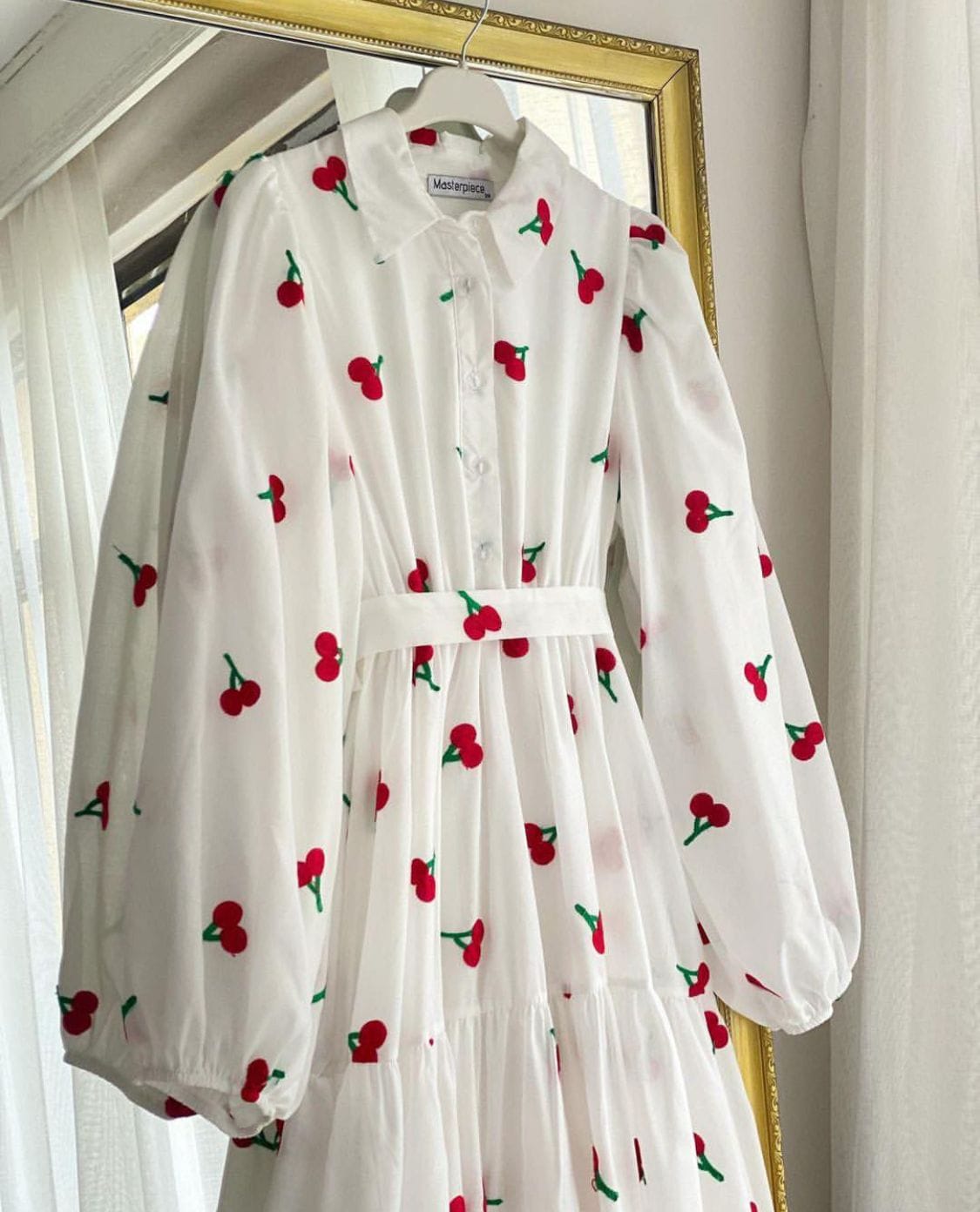 Cherry Embroidered Chic Long Frock