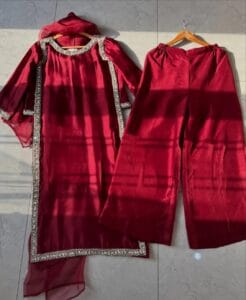 Hania Lace Work Silk 3-Piece Set