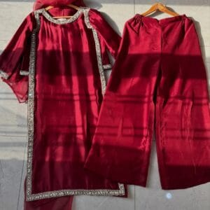 Hania Lace Work Silk 3-Piece Set