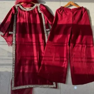 Hania Lace Work Silk 3-Piece Set
