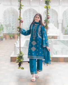 Elegant Cotton Embroidered 3-Piece Set