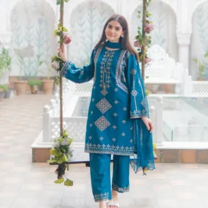 Elegant Cotton Embroidered 3-Piece Set