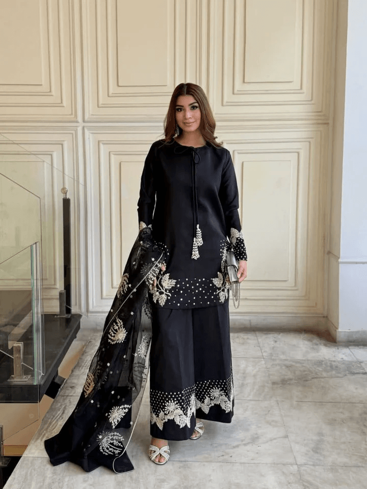 Embroidered Raw Silk 3-Piece Set