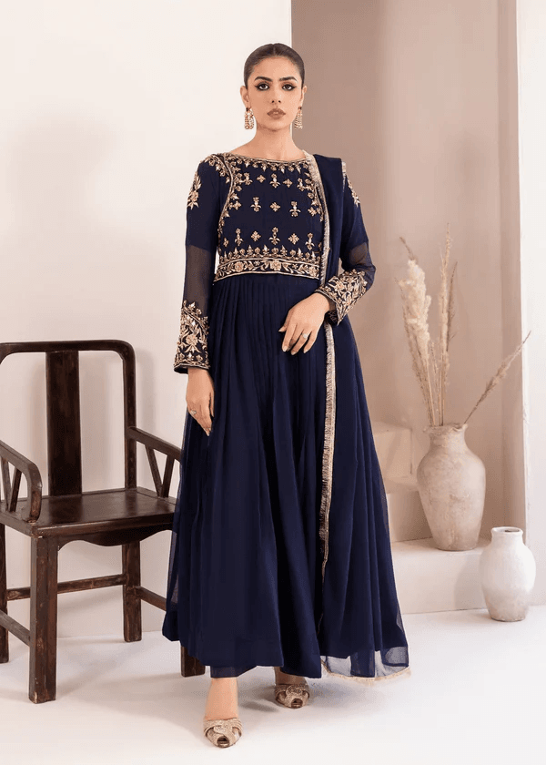 Mirror Embellished Embroidered Maxi 3-Piece