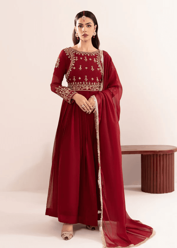 Mirror Embellished Embroidered Maxi 3-Piece