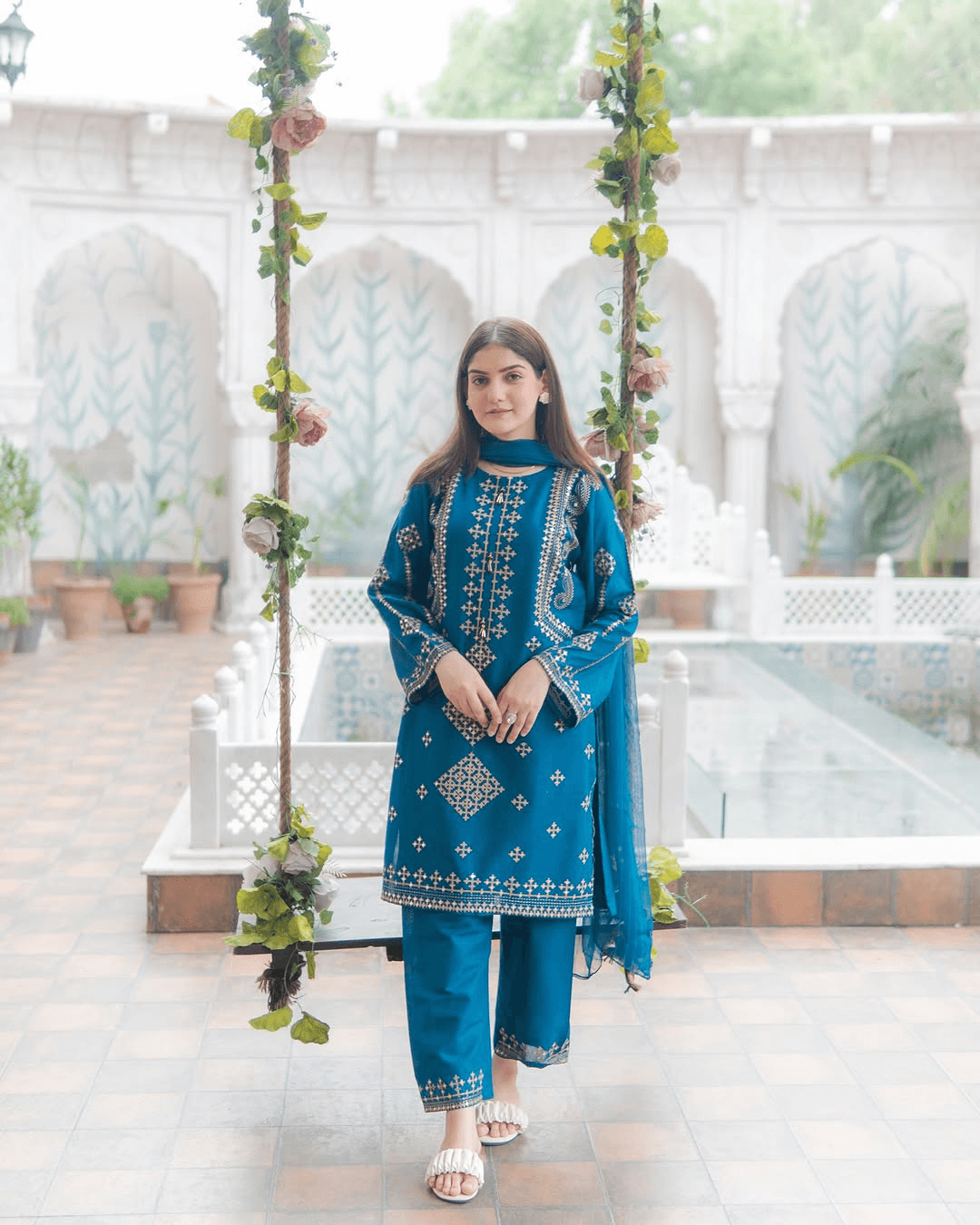 Elegant Cotton Embroidered 3-Piece Set