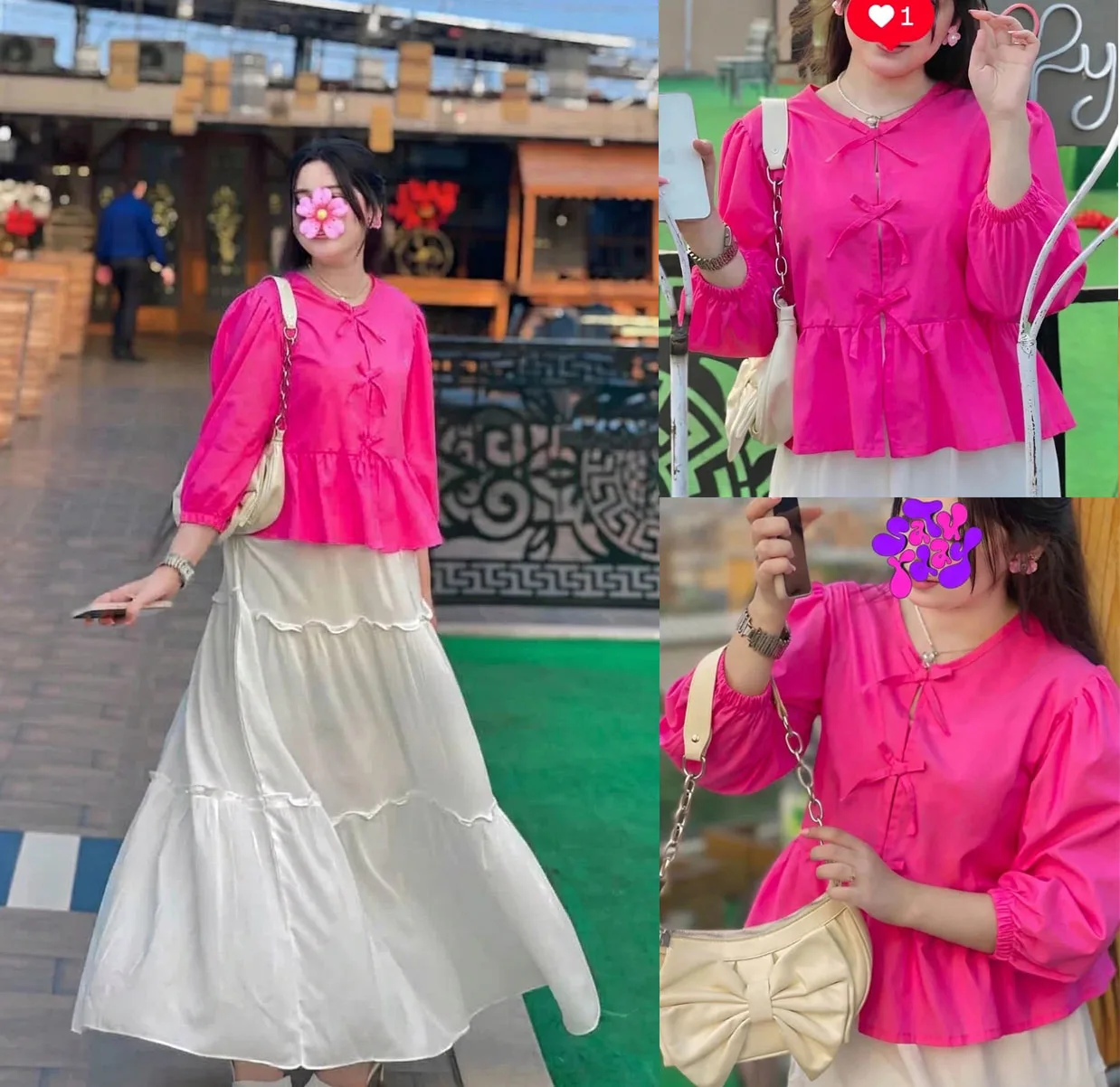 Modest Long White Skirt & Bow Style Top