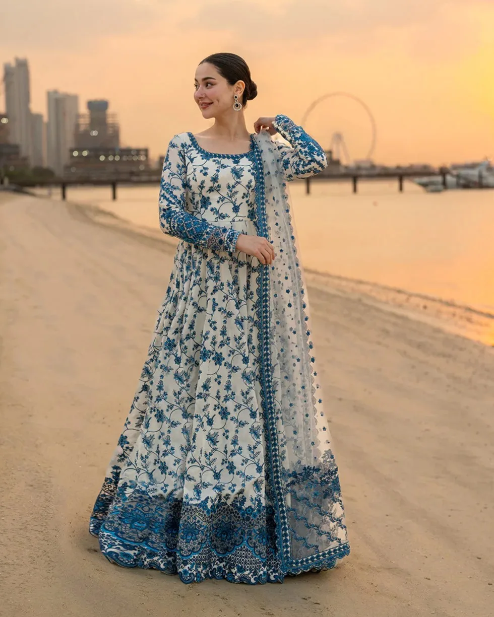 Faiza Saqlain Hania Printed Maxi