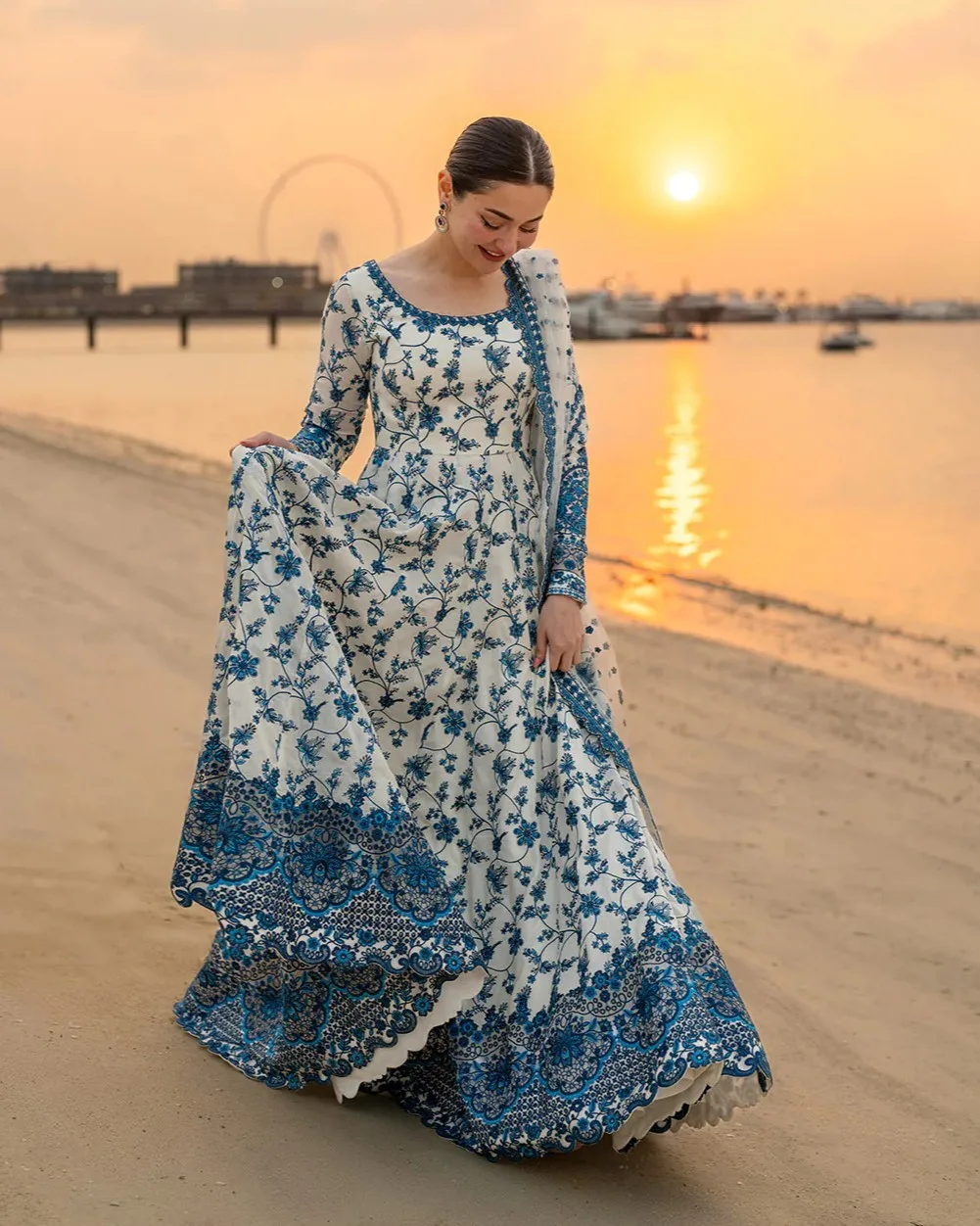 Faiza Saqlain Hania Printed Maxi