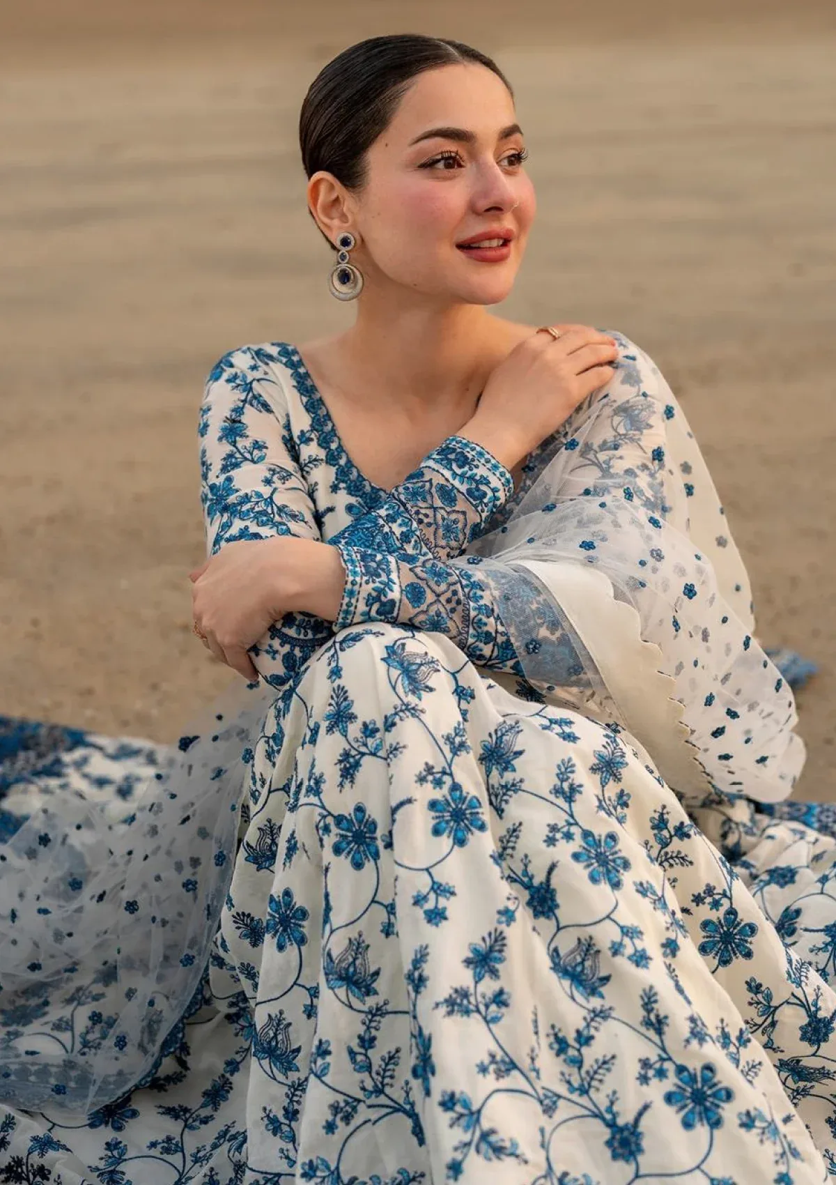 Faiza Saqlain Hania Printed Maxi