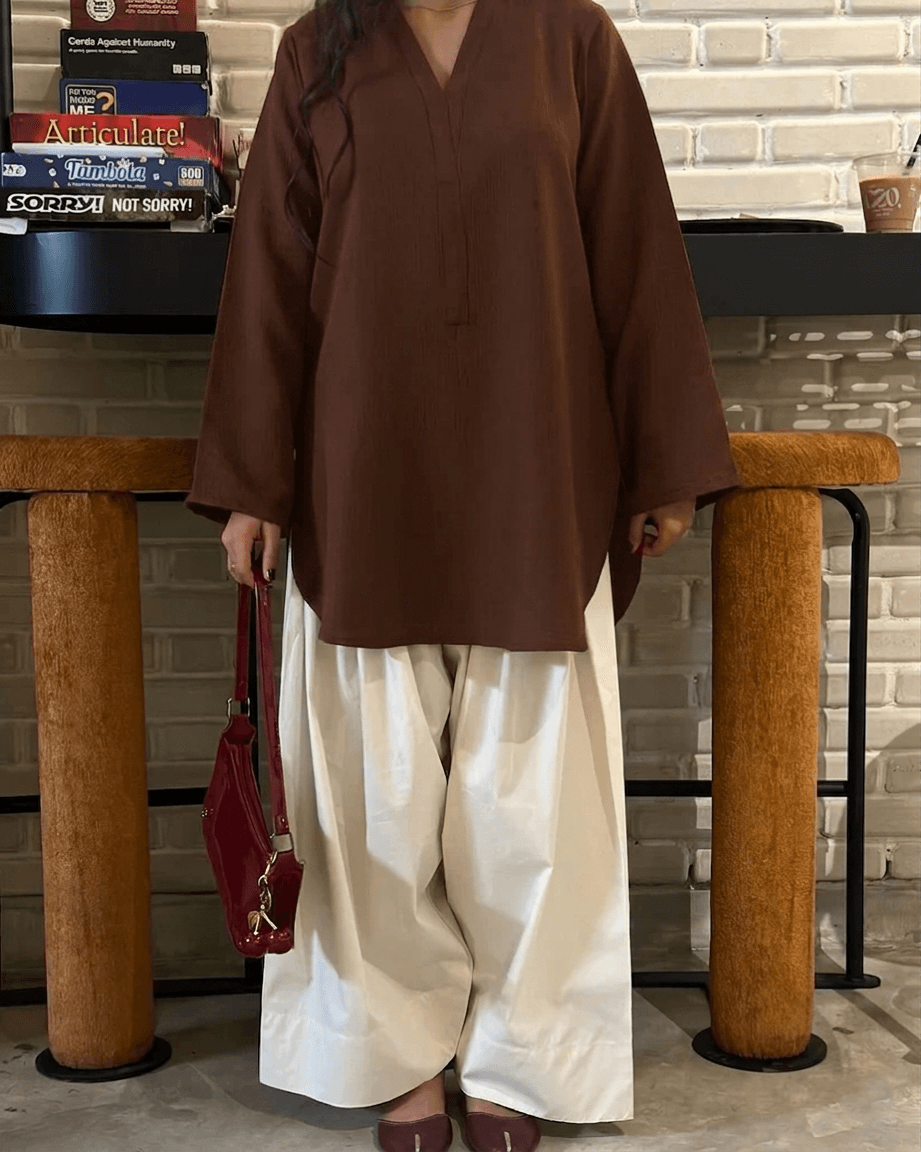 Solid Farshi Shalwar 2-Piece Set
