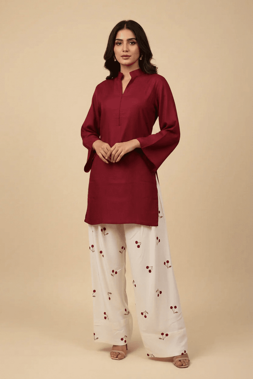 Elegant Cherry Style Farshi & Kurti Set